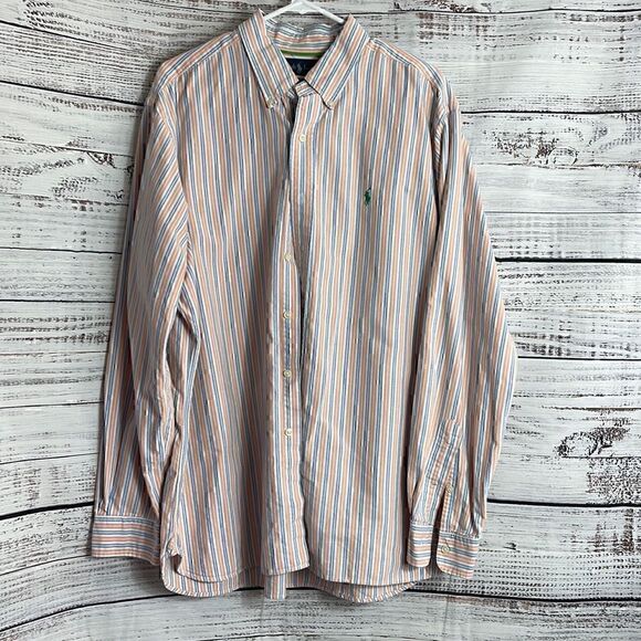 Ralph Lauren Shirt Mens Sz XL Classic Fit striped pony cotton Button Up Preppy - Picture 1 of 10